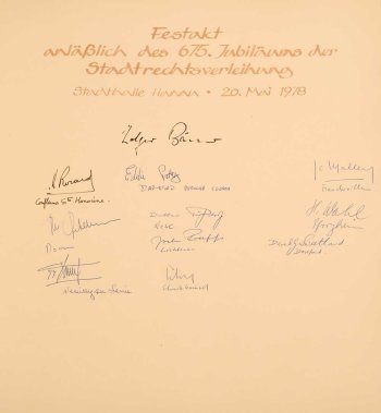 Festakt 675 Jahre Altstadt Hanau (1978) Orginal Unterschriften